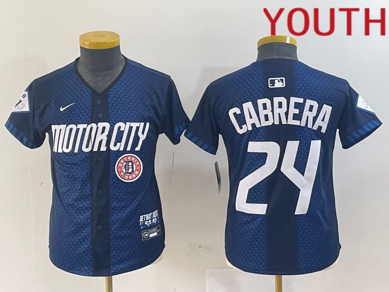 Youth Detroit Tigers #24 Cabrera Blue City Edition Nike 2024 MLB Jersey style 4->new york yankees->MLB Jersey